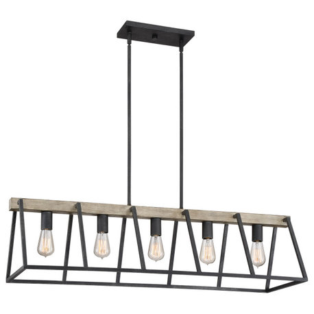 Quoizel BRT542GK Five Light Island Chandelier, Grey Ash Finish