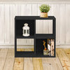 2-Tier 4 Cubby Stackable Bookcase Storage Shelf, Tool Free Eco zBoard, Black
