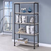 Benzara BM159171 Sophisticated 4-Tier Wood & Metal Open Bookcase, Gray