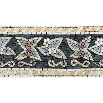 Floral Marble Mosaic Border, 8"x12"