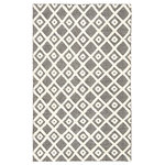 Jaipur Living - Jaipur Living Bosc I-O Trellis Ivory Rug, 5'x8' - Contemporary and versatile, the eco-friendly Rebecca collection offers a sophisticated look to high-traffic areas and outdoor spaces. The kilim-inspired Bosc area rug delivers a bold, pattern-rich accent to patios, kitchens, and dining rooms with its ultra-durable hand-woven PET yarn. The dynamic black and ivory colorway lends a vivid palette to the eclectic diamond lattice pattern.
