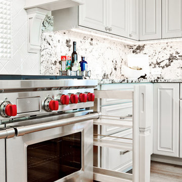 White Kitchen Cabinetry with Pull Out Spice Racks St. Louis, MO