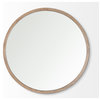 Gambit 46" Round Light Brown Wood Frame Wall Mirror