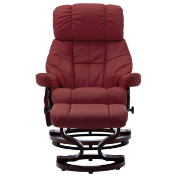 vidaXL Recliner Swiveling Recliner Chair Wine Red Faux Leather and Bentwood