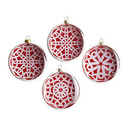 Snowflake Lens Ornaments - Set of 4 - New - Christmas Ornaments
