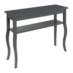 Kate and Laurel Lillian Wood Console Table, Curved Legs and Shelf, Gray