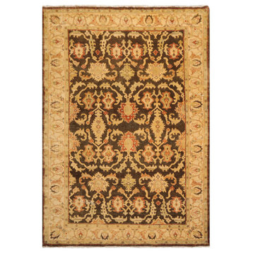 6'x8'10'' Hand Knotted Wool Oushak Oriental Area Rug, Brown Color