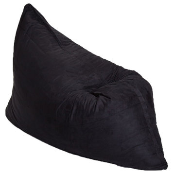 78"x58" Black Faux Fur Sofa Sack Bean Bag Lounger