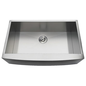 Gourmetier Stainless Steel Single Bowl Farmhouse Kitchen Sink, Brushed