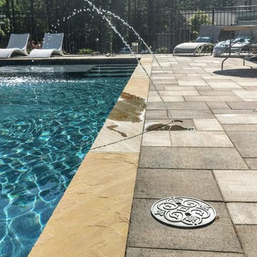 Gorgeous Glass Tile 360 Spillover Spa and lap pool