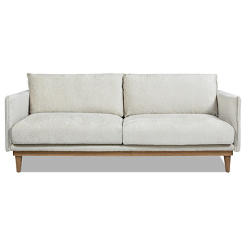 Haven 83" Flange Arm Oak Wood Sofa, Marled Gray Chenille