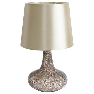 Gorgeous Mosaic Tiled Glass Genie Table Lamp With Satin Look Fabric Shade