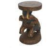 Hello Elephant In Brown Wood Stool
