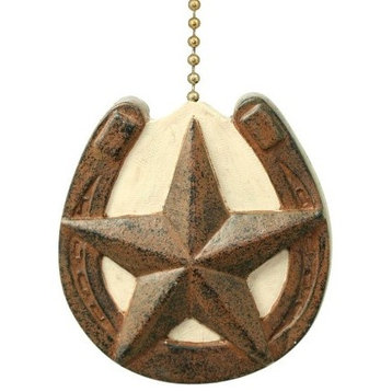 Horseshoe with Barn Star Primitive Design Ceiling Fan Pull or Light Pull Chain