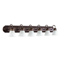 QUORUM 5094-6-186 6-Light Vanity Light, Oiled Bronze with Faux Alabaster