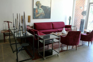Huge mid-century modern dining room photo in Los Angeles
