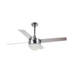 Crystal Modern Ceiling Fan With Remote Control, Chrome