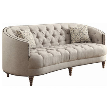Coaster Avonlea Transitional Sloped Arm Upholstered Fabric Sofa in Gray