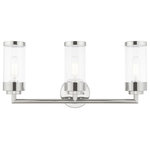 Livex Lighting - Livex Lighting 10363-05 Hillcrest - Three Light Bath Vanity - The three light bath vanity from the Hillcrest colHillcrest Three Ligh Polished Chrome Clea *UL Approved: YES Energy Star Qualified: n/a ADA Certified: n/a  *Number of Lights: Lamp: 3-*Wattage:100w Medium Base bulb(s) *Bulb Included:No *Bulb Type:Medium Base *Finish Type:Polished Chrome