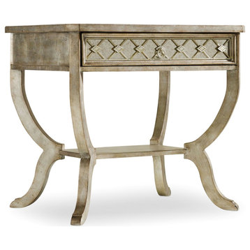 Hooker Furniture 5413-90015 32"W Hardwood End Table - Bardot Aged Silver Leaf