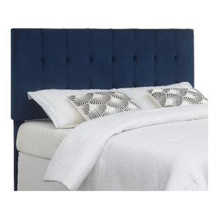 Regina Navy Blue Velvet Upholstered Queen Headboard - Contemporary ...