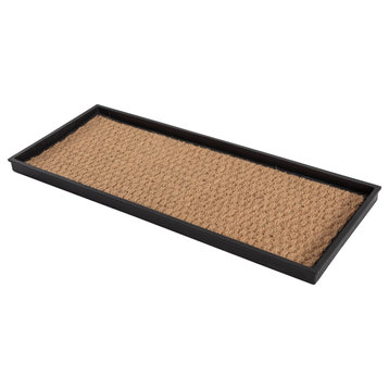 34.5"x14"x1.5" Natural/Recycled Rubber Boot Tray Tan Coir Insert