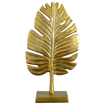 15.5in. Golden Leaf Sculpture Decorative Accent