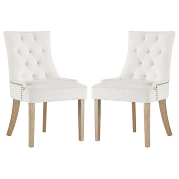 Pose Dining Chair Velvet Set of 2, Ivory