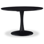 Meridian Furniture - Holly Dining Table, Black, 48" Diameter - Create a warm welcoming area to dine or work with the Holly 48" dining table. Distinguished by its petite size, elegant lines, and versatility it would be a valuable addition to your kitchen, den, or office. Crafted from solid wood with a rich black oak veneer finish, it seamlessly blends charming appeal and durability for a timeless aesthetic.