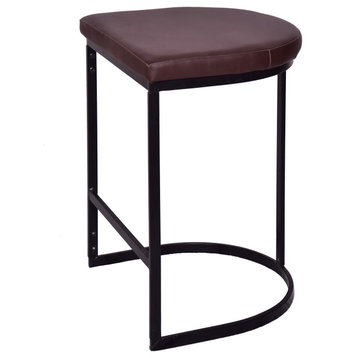 Benzara UPT-272546 Counter Height Stool With Vegan Faux Leather, Dark Brown