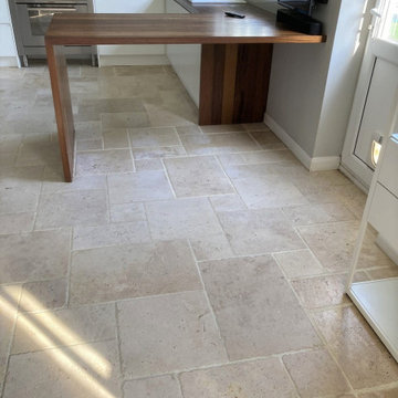 Travertine Tiles Cleaned and Sealed in a Staines Kitchen