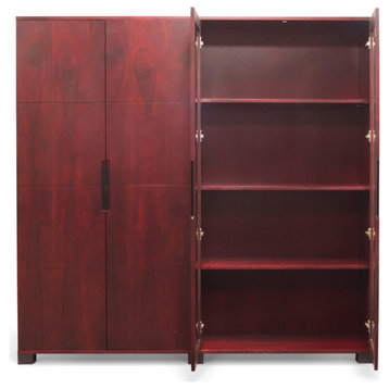 72” Modern Hayes Mahogany Walnut Wood Double Cabinet Storage Unit