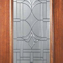 Slab Entry Single Door 80 Mahogany Marsala 1 Panel 3/4 Lite Glass - Front Doors