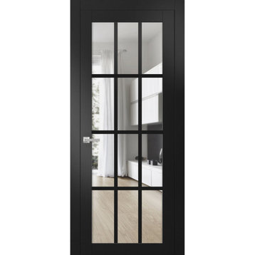 Interior French 42 x 96, Felicia 3355 Black & Clear Glass, Kit