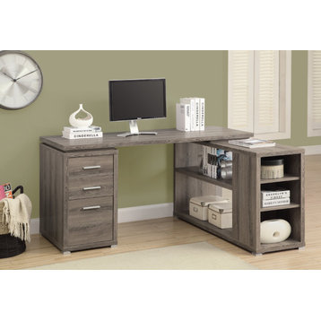 Computer Desk, Home Office, Corner, L Shape, Work, Laptop, Laminate, Brown