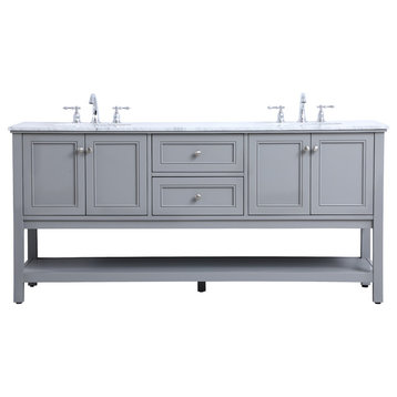 72" Double Sink Bathroom Vanity Set, Gray