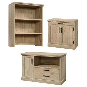 Home Square 3-Piece Set with Hutch Base Storage Stand & Filing Cabinet