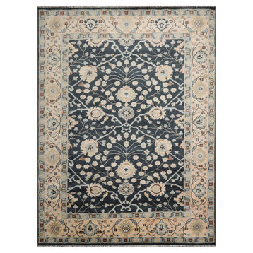 9'1''x12'3'' Hand Knotted Wool Oriental Area Rug, Grayish Blue Color