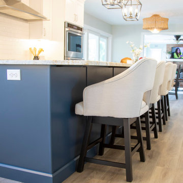 Warm White and Blue Kitchen