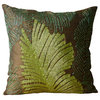 Brown Art Silk 14"x14" Beaded Leaf Pillow Covers, Rain Forest