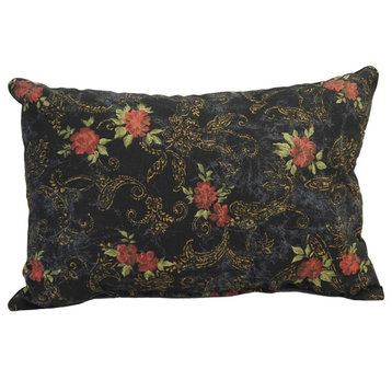 17" Jacquard Throw Pillows With Inserts, Set of 2, Midnight Rosebud