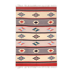 NOVICA Starry Flair And Wool Area Rug  (4X6)