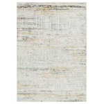 Jaipur Living - Vibe by Jaipur Living Mathis Abstract Ivory and Gold Area Rug 6'7"x9'6" - The glamorous yet versatile style of the Melo collection offers a chic, contemporary edge to any home. The Mathis rug boasts a light and airy abstract design in neutral tones of ivory, gold, light gray, green, light blue, and a hint of dark charcoal. This power-loomed collection features a stunning lustrous sheen and texture-rich, varied pile height for added dimension and depth.