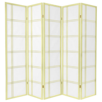 Modern Classic Room Room Divider, Off White Frame & Rice Paper Screen, 5 Panels