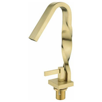Farmhouse 1-Handle Brushed Gold High Arc Bathroom Sink Faucet