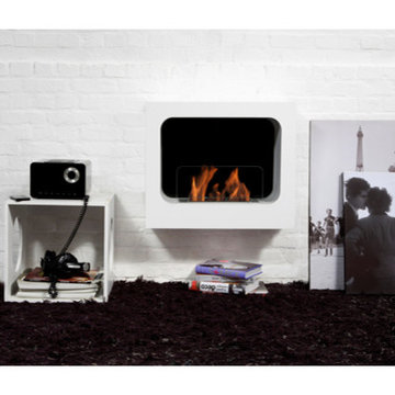 Columbus White Wall Mounted Ethanol Fireplace