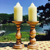 Rustic Stockbridge Wooden Candle Holders, Set of 2