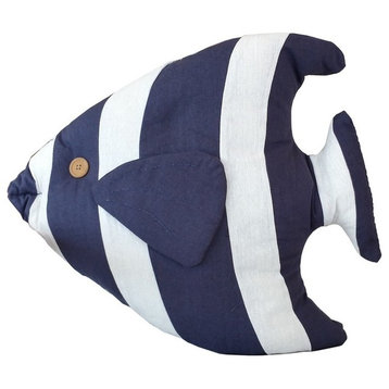 Tropical Fish Pillow, Blue, 18"