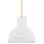 Mitzi - Paloma 1 Light Pendant, White - Inspired by coiled pottery, Paloma marries Mid-century form with Scandinavian flair for the ultimate pendant design. From the ceramic white-wash shade to the aged brass pipe and canopy, Paloma is white hot.