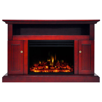 Sorrento Electric Fireplace Heater With 47" Cherry TV Stand, Multicolor Flames